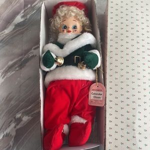 NWT and vintage Brinn’s calendar clown. December. 14 in. With stand and box